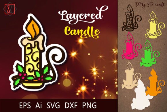 3D Candles Layered Craft Layers: Graphics for Crafts