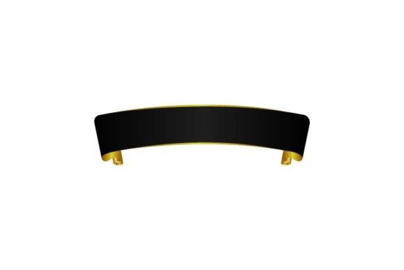 Black and Gold Scroll Banner Ribbon Graphics