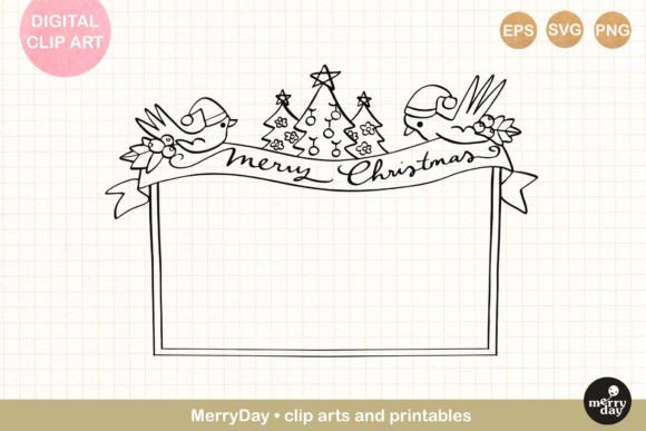 Christmas Frame Border Line Art: Graphics & Print Templates