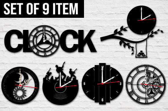Decorative Wall Clock Laser Cut Bundle for Wall Decor & Laser Cutting