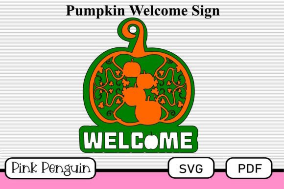 Fall Welcome Pumpkin Doorhanger SVG for Laser Cutting & Signs