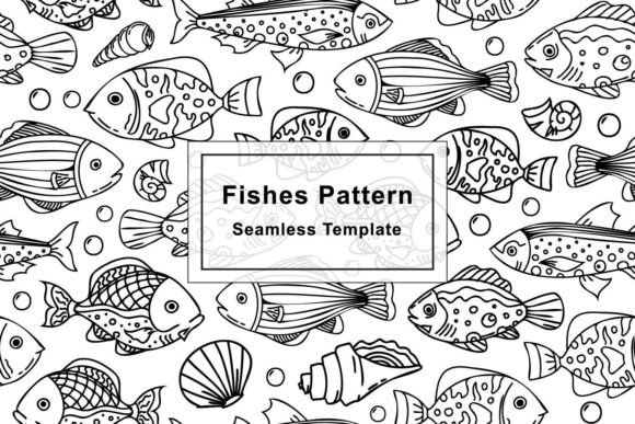 Fish Line Art Seamless Pattern: Graphics & Patterns