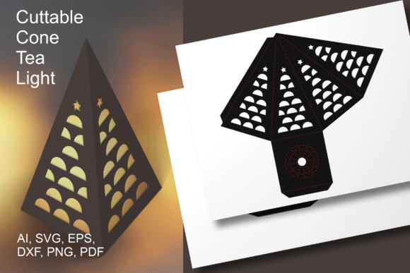 Half Circles Patterned Cone Lantern SVG: Laser Cutting & Home Decor