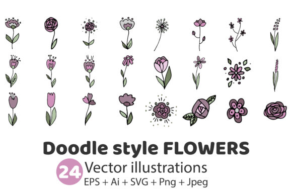Hand-drawn Flowers: Graphics & Decorative Elements