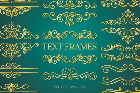 Hand Drawn Golden Colorful Text Frames Graphics