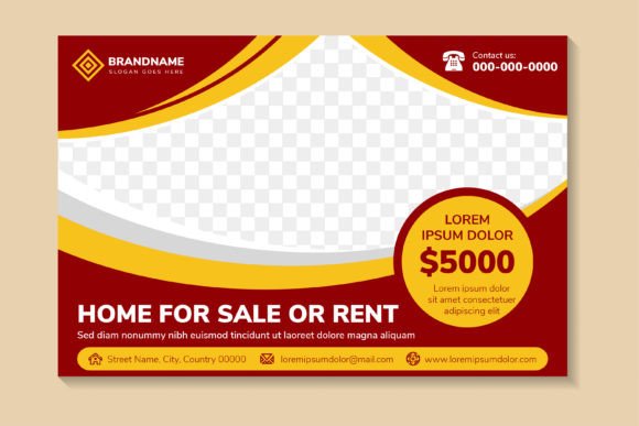 Home for Sale Horizontal Banner: Graphics & Print Templates