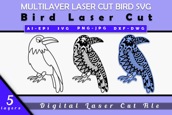 Multilayer Laser Cut Bird SVG for Wall Decor & Laser Cutting
