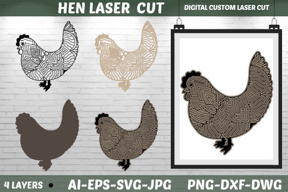 Multilayer Laser Cut Chicken - Hen for Wall Decor & Laser Cutting
