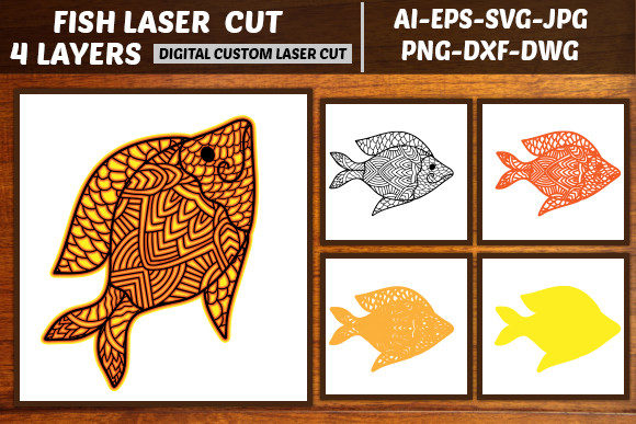 Multilayer Laser Cut Fish SVG for Wall Decor & Laser Cutting