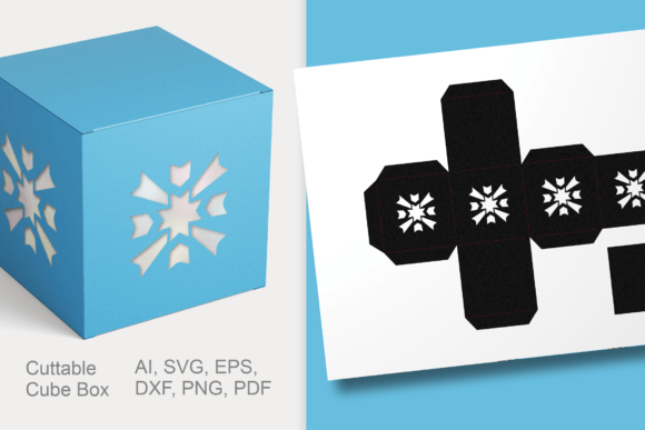 Square Stars Cube Favor Box Template