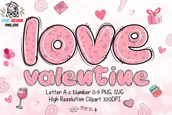 Valentine Alphabet Doodle Clipart SVG: Graphics for Crafts & Branding