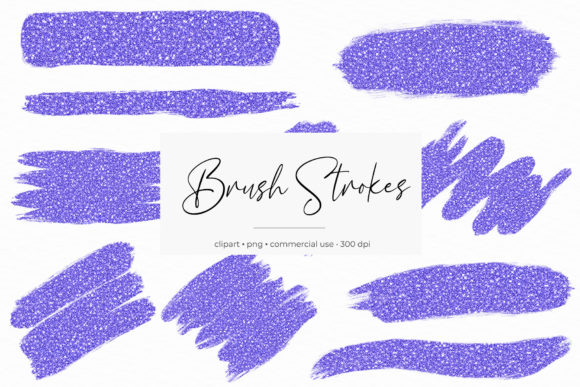 Violet Glitter Brush Strokes Clipart