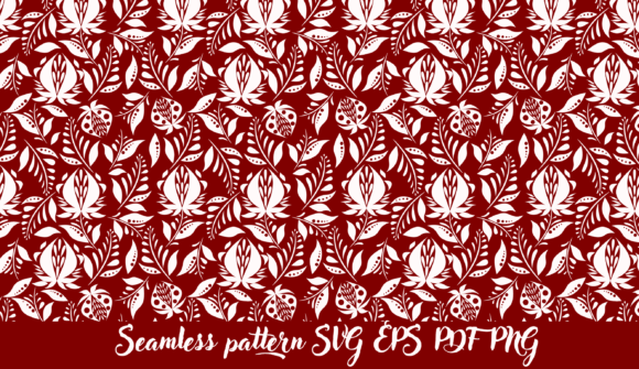 White Flowers on Burgundy Graphics & Patterns
